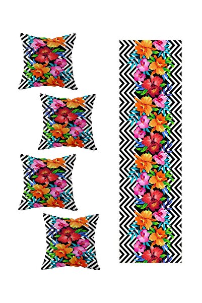 Pelangi Siyah Çiçek Salon Mutfak Masa Değişik Ranır Modelleri Dekoratif 4'lü ...