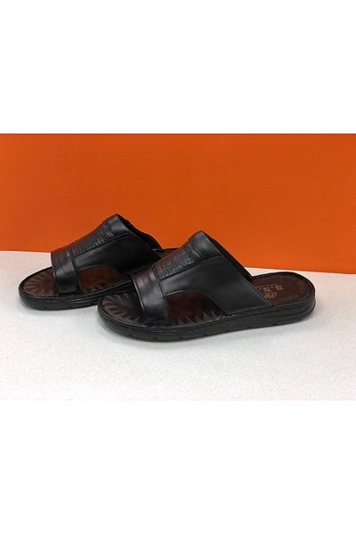 KAFKASLAR AYAKKABI Genuine Leather Massage and Full Orthopedic Sole Men's Dad Slippers