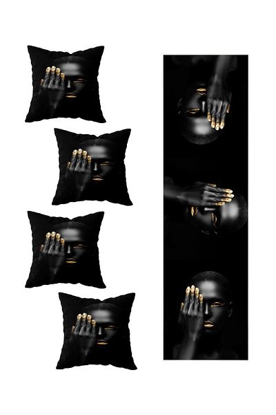 on the clouds Set de alergători misterioși pentru femeie neagră africană - Set de 4 modele de masă decorativă diferite modele de alergare
