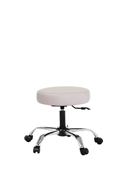 MARKAELZ Krom Ayakli 360 Derece Dönen Tabure Bej