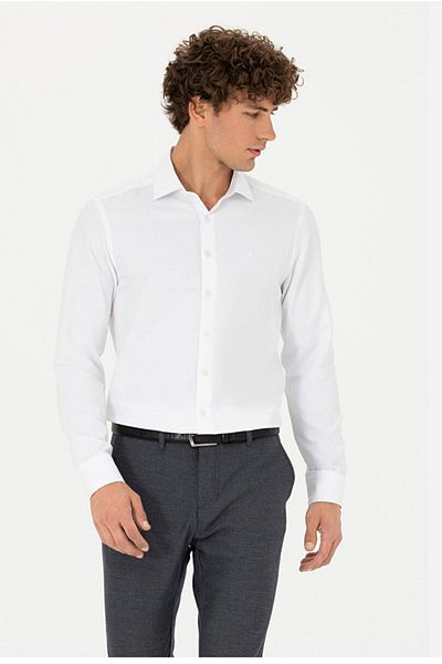 Pierre Cardin White Slim Fit Men's Shirt