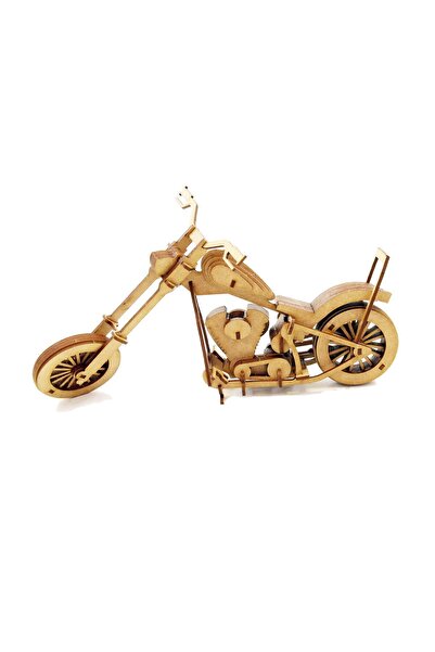 Mavi Doku Billy Chopper 3D Ahşap Puzzle Motorsiklet Maketi