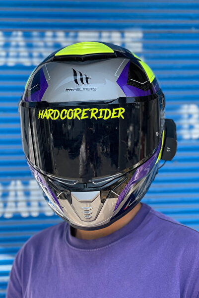 Banxtre علامة قناع خوذة رايدر هارد كور باللون الأصفر النيون - 14 سم × 2 سم (ق...