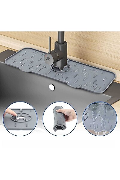 TEDARİKET Musluk Matı Tezgah Çürüme Önleyici Silikon Musluk Lavabo Bulaşık Süngeri Matı