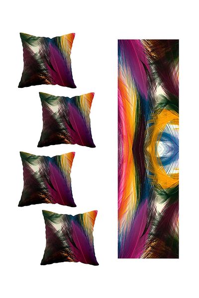 on the clouds Color Transitional 4-Piece Kitchen and Living Room Table - Decorative Throw Pillow and Runner Set