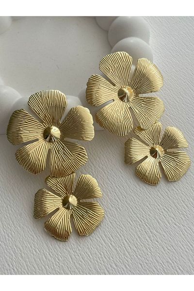 DEMOKAN Old Money Series - Women's Earrings, Large Two Flowers Design