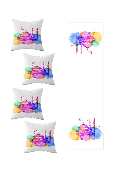 linazaitun Decorative 4-Piece Throw Pillow Cover and Runner Set