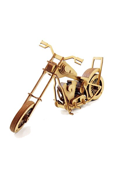 Mavi Doku Billy Chopper 3D Ahşap Puzzle Motorsiklet Maketi