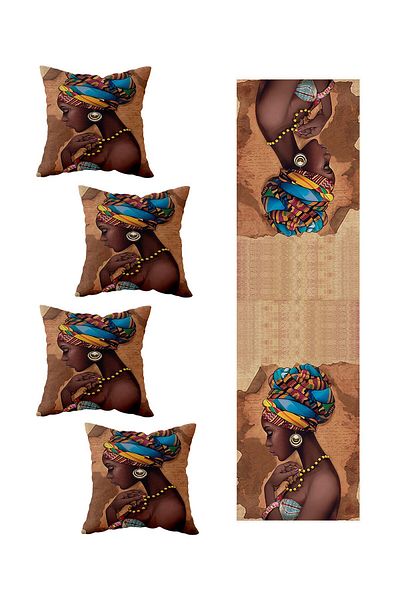 Pelangi Ethnic Black Women's Runner Set - 4-Piece Table Change Ranir Models