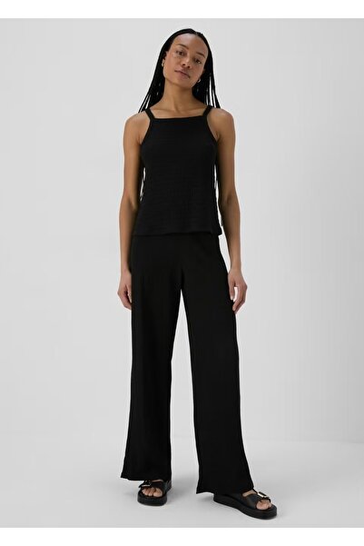 Kübra Tekstil Pleated Black Women's Trousers