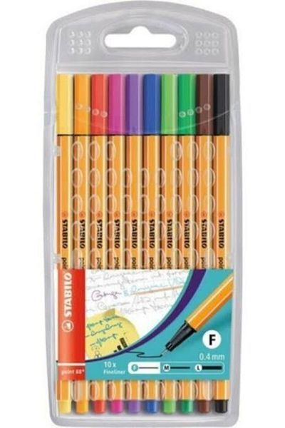 Stabilo Point 88 - Fine Felt Tip Pen - Pack of 10 - Various Colors