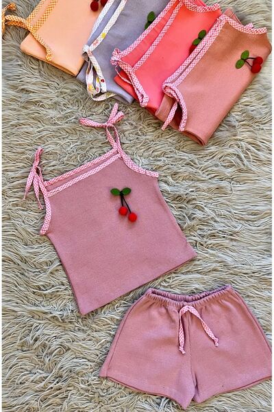 enes baby Adjustable Strap Ribbed Ribbed Shorts - Set of 2