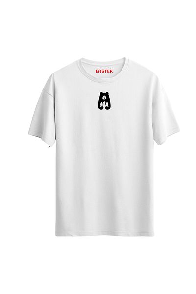 Açık Garaj Unisex Minimal "Bear" Printed T-Shirt