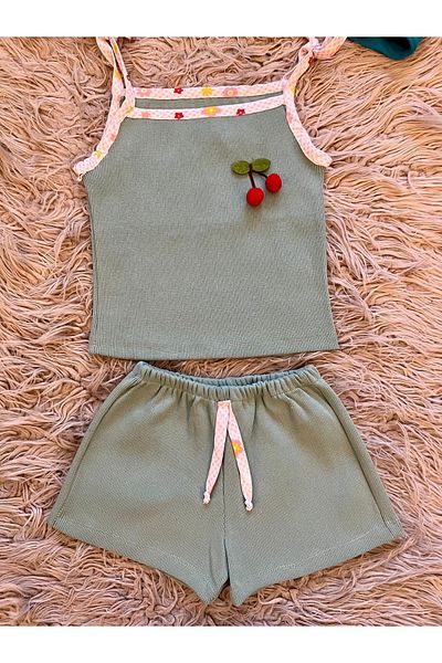 enes baby Adjustable Strap Ribbed Ribbed Shorts - Set of 2