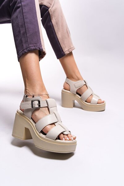 Riccon Dámské sandály na podpatku Felebelle00122001 Béžová