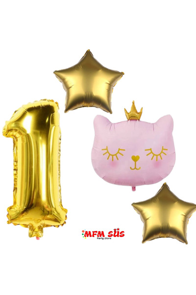 MFM 1 An Old Pink Cat - Set de baloane din folie de 100 cm