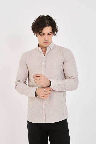 jack carisma Ανδρικό πουκάμισο Cotton Slim Fit Pinstripe - Κουμπί πέτο