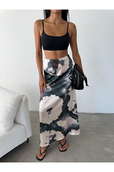 Fiori Luxury Maxi Satin Skirt - Elastic Waist