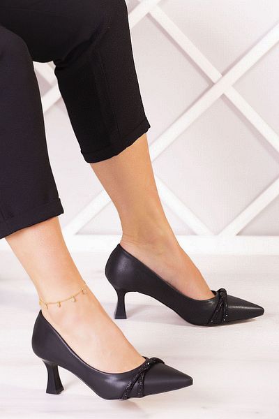 Erkan Saçmacı Adel Black Vegan Burma Stone Pantofi Rochii De Seara 6 Cm