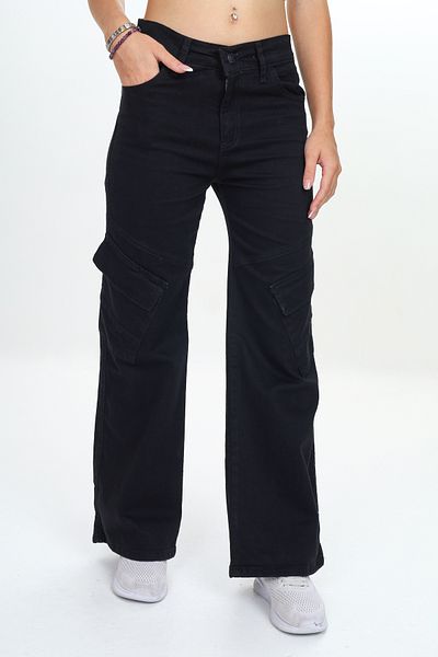 Asortix High Waist and Reverse Cargo Pocket Detailed Girl's Jeans