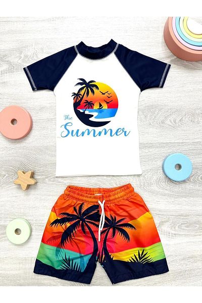 mikam Quality Boys' Swimsuit - Bottom and Top Parachute Diver Fabric, Pool and Sea Swimsuit