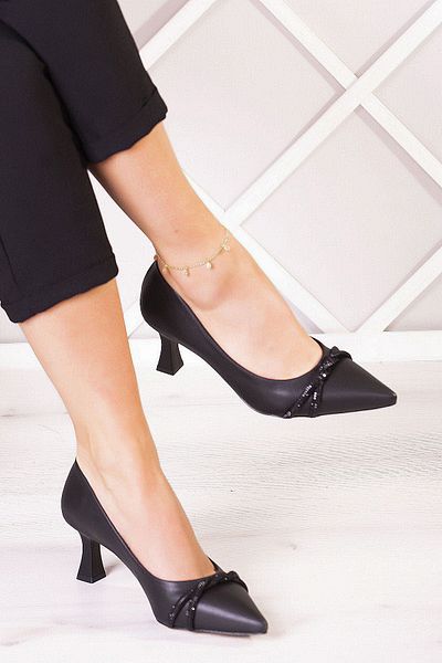 Erkan Saçmacı Adel Black Vegan Burma Stone Pantofi Rochii De Seara 6 Cm
