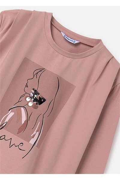 MAYORAL Tricou roz pentru fete cu mânecă lungă - 7005