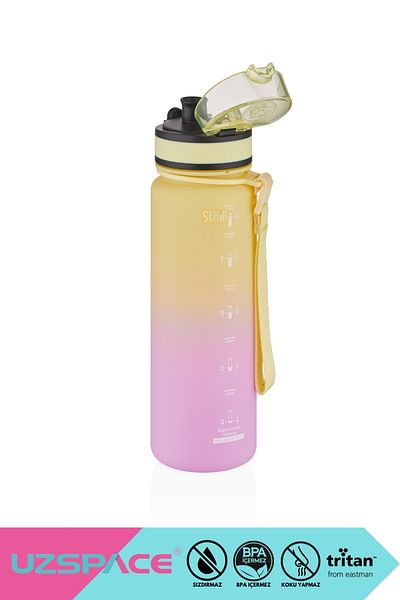 Uzspace 500ml New Motivational Tritan Water Flask - Double Color, Leak-Proof, BPA Free and Lockable Lid