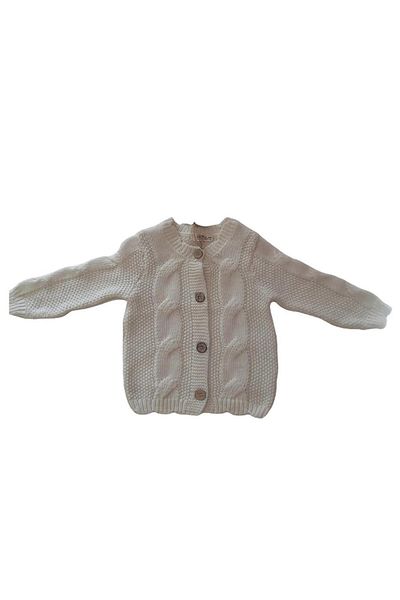 Çikoby Baby Girl Hair Braided Buttoned Beige Cardigan