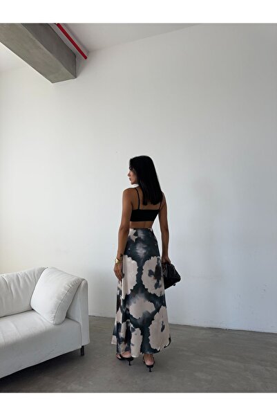 Fiori Luxury Maxi Satin Skirt - Elastic Waist