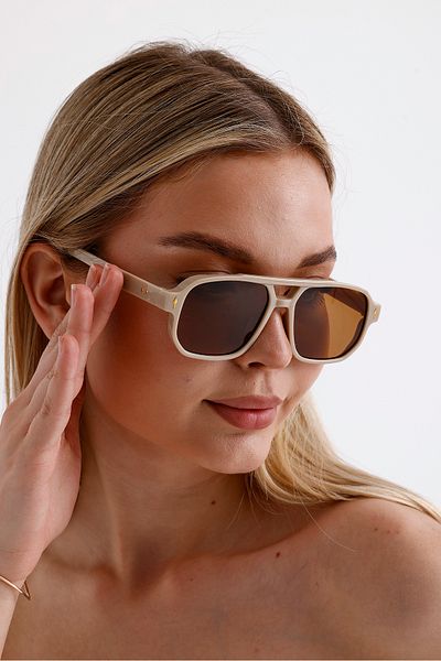 Goldmine Gabriela Cream Unisex Frame Brown Sunglasses - Uv400 Protection