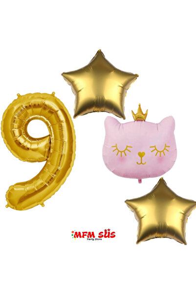 MFM Σετ μπαλόνι με ροζ κεφάλι γάτας για 9 ετών - 100 cm