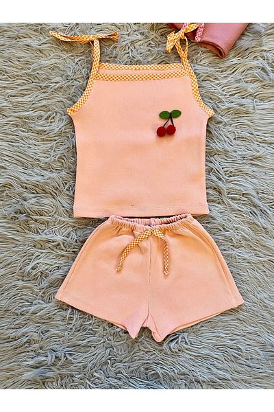 enes baby Adjustable Strap Ribbed Ribbed Shorts - Set of 2