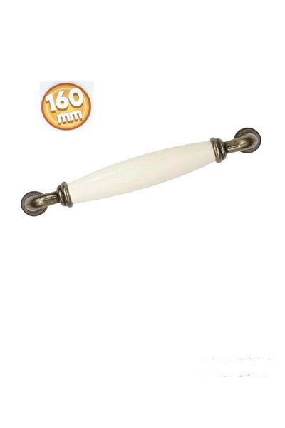 Porcellana Perla Porcelain Handle Cabinet Drawer Furniture Kitchen Handle Ruby 160Mm-Cream-Antique Yellow-Metal Leg-Stk1548