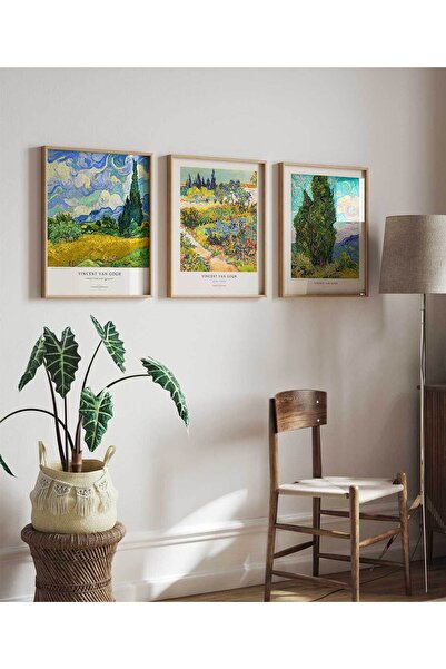 BabelHome Van Gogh 3'lü Set - Çerçeveli Tablo - Çerçeveli Poster 30x40cm