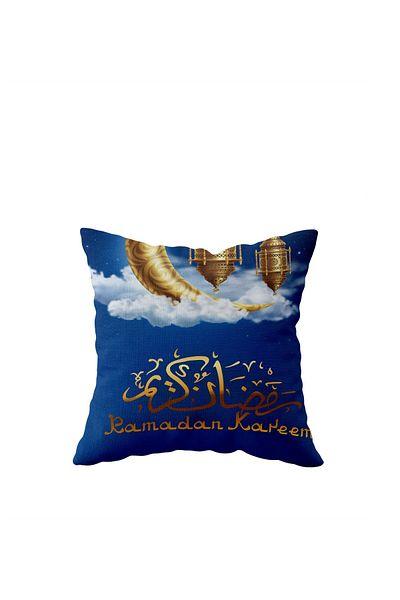on the clouds Ramadan Mubarak Lantern Crescent Moon Single Side Concealed Zipper Pillowcase Throw Pillow Seat Pillowcase
