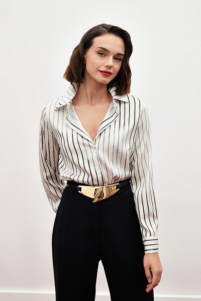 Sateen Cămașă clasică cu dungi negre
