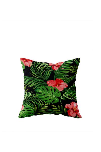 on the clouds Double Sided Tropical Leaf Flower Patterned Hidden Zipper Pillow Case