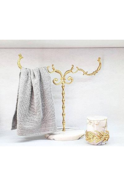 Sümeyra Marble Art Πετσέτες δύο τεμαχίων από λευκό μάρμαρο - Μπρούτζινο φινίρισμα
