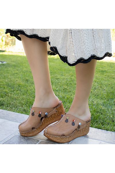CONSUELO Orthopedic Wedge Heeled Leather Slippers 11409