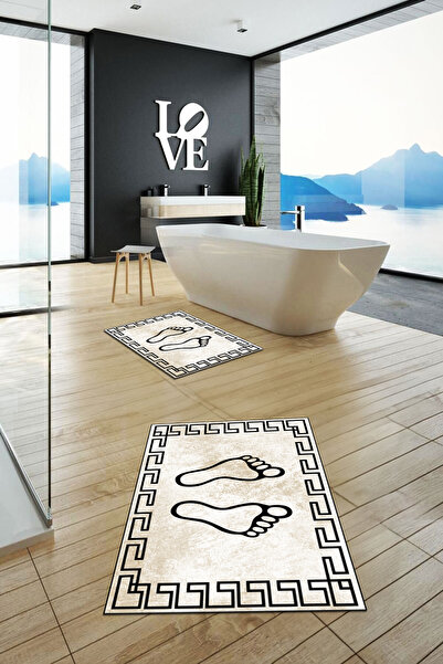 EY HOME طقم مقعد مرحاض مزدوج بنمط بصمة القدم مع إطار غير قابل للانزلاق وقابل ...