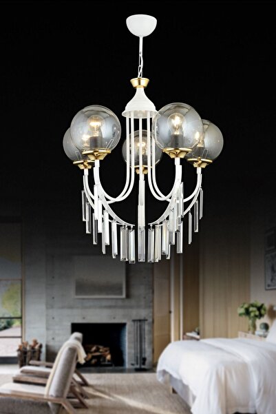 Genel Markalar Beyaz Irmak 5'li Füme Glop Camlı Lüks Yukarı Bakan Kristal Taş...