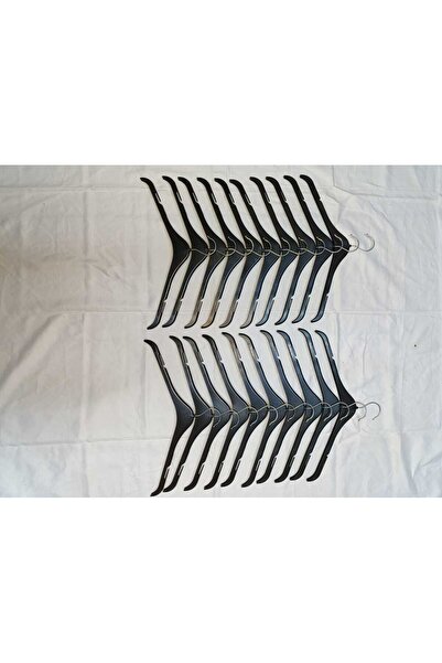 ÖZPAŞ TEKSTİL VE AKSESUAR Ahşap görünümlü Siyah Üst grup askısı 24 Adet