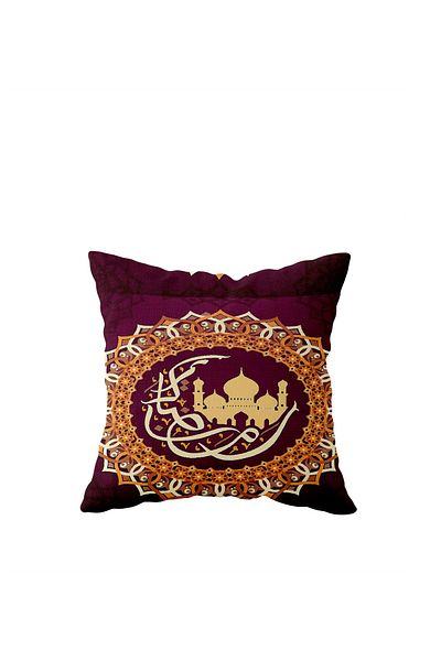 on the clouds Burgundy Gold Ramadan Moschee Model Față de pernă cu fermoar ascuns pe o singură față Husă de pernă pentru scaun