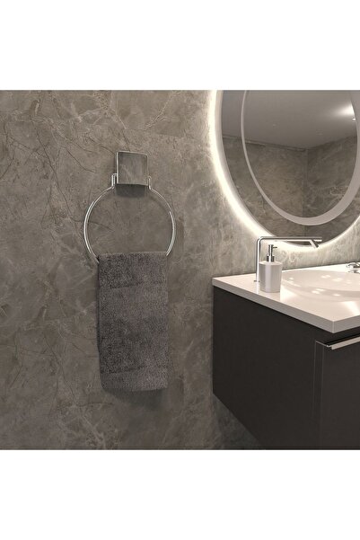 decorev Yapışkanlı Lüks Banyo Havluluk Askılığı Yuvarlak Krom Metal Paslanmaz Havluluk