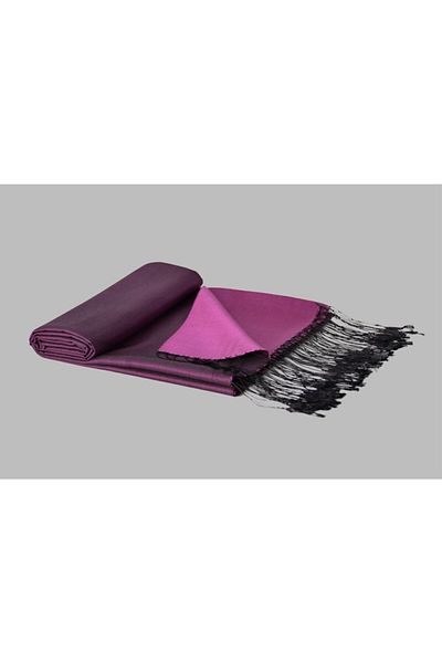 ARMANDA 100% Silk Shawl - Black-fuchsia