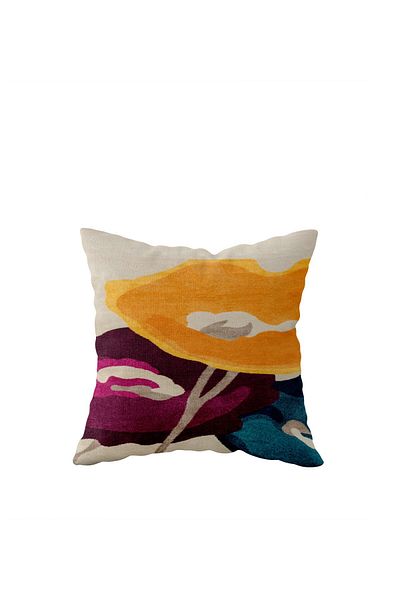 on the clouds Orange Blue Floral Single Side Hidden Zipper Pillowcase Throw Pillow Sofa Cushion Case
