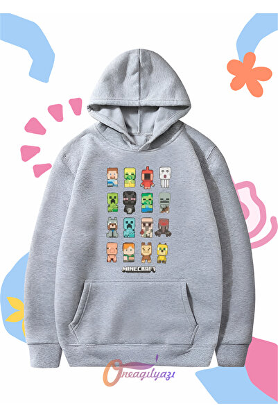 oneagılyazı Unisex dečija majica - sa piksel printom, velika kapuljača