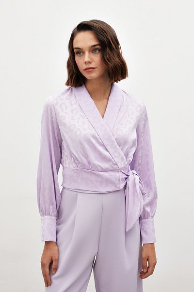 Sateen Bluză din satin cu curea laterală - LILA