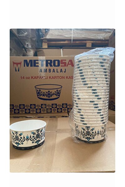 FİGANLAR 14 OZ 50 adet kapaklı karton aşure kasesi çorba yemek kasesi hijyenik